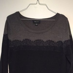 sweater dress with lace detail